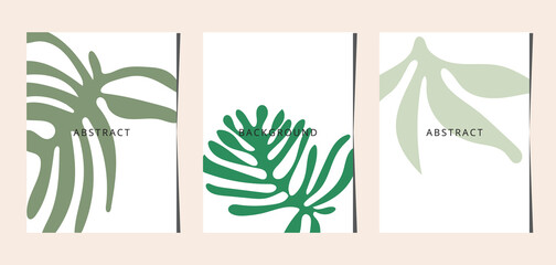 Social media banners, a beautiful leaf, and flower set of social media post templates with minimal abstract organic shapes composition can be used also card, cover, Vector illustration.