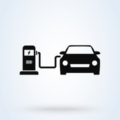 electric car charger. Simple modern icon design illustration.