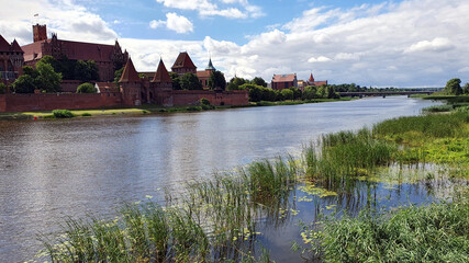 Obraz premium Castle in Malbork on the Nogat River, Poland