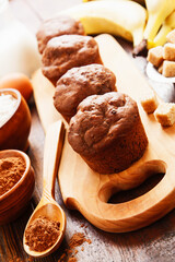 Chocolate muffins with banana