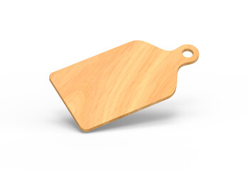 Wooden cutting board, chopping board mockup template on isolated white background, 3d illustration