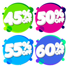 Set Sale tags, discount banners design template, app icons, vector illustration