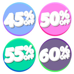 Set Sale tags, discount banners design template, app icons, vector illustration