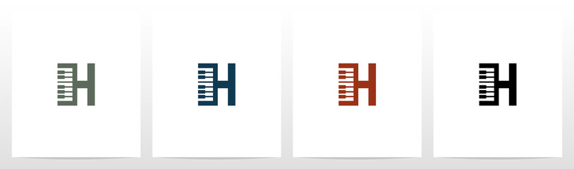 Piano Keys On Letter Logo Design H