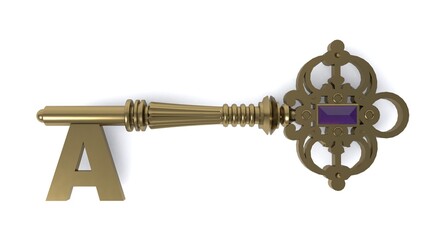 3D illustration of letter A Key