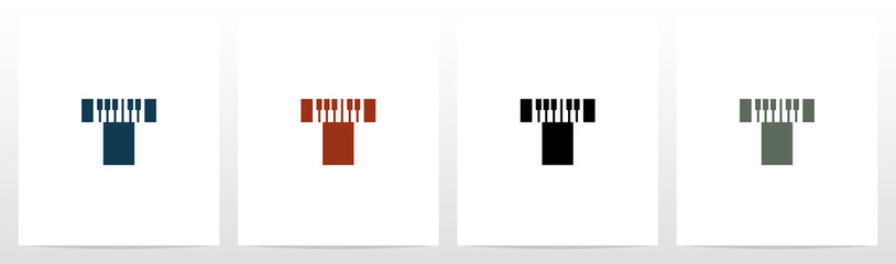 Piano Keys On Letter Logo Design T
