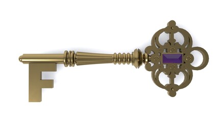 3D illustration of letter F Key