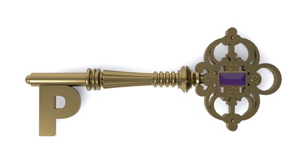 3D illustration of letter P Key
