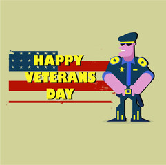 Happy Veterans Day Flat Design Character