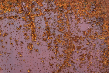 Iron sheet with corrosion. Old metal surface close up.