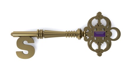 3D illustration of letter S Key