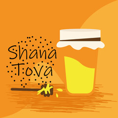 Rosh Hashanah greeting card card. Jewish tradition - Vector