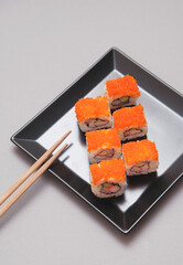 Japanese food on stone background.