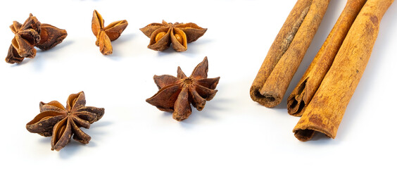 Assorted colorful spices on a white background. Healthy diet lifestyle.