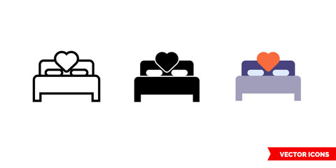 Double bed icon of 3 types. Isolated vector sign symbol.