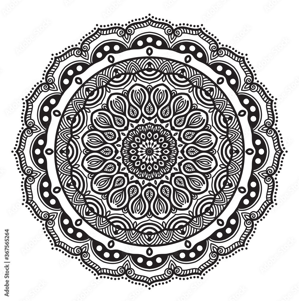 Wall mural abstract mandala graphic design decorative elements isolated on white color background for ancient g