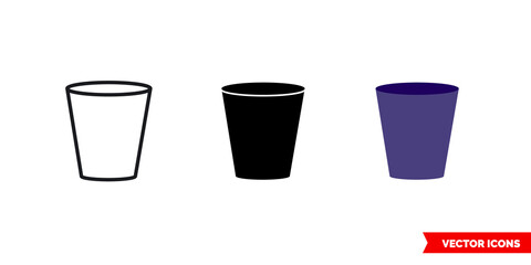 Empty trash icon of 3 types. Isolated vector sign symbol.