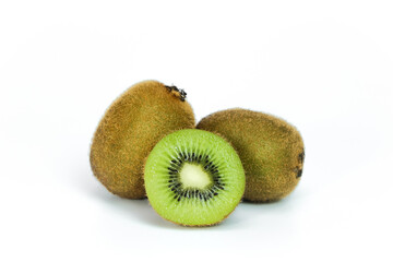 kiwi fruit and half kiwi fruit isolated on white background