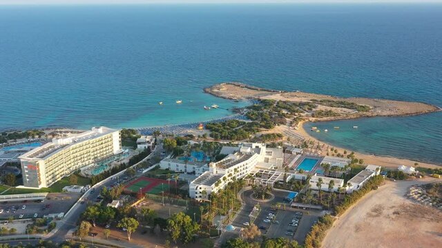 Aerial: The Makronissos beach in Cyprus