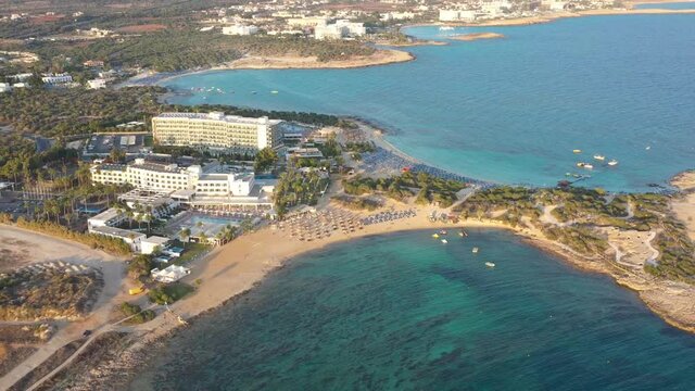 Aerial: The Makronissos beach in Cyprus