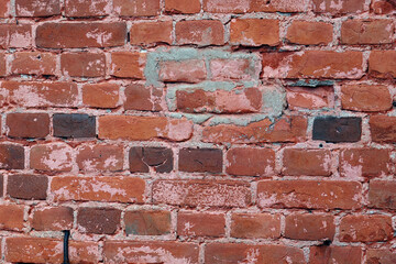 Old red brick wall background