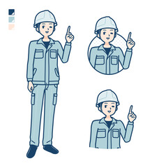 simple work wear Construction site man_pointing-hand-sign