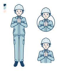 simple work wear Construction site man_prayer