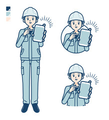 simple work wear Construction site man_smartphone-show-screen