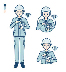 simple work wear Construction site man_smartphone-touch
