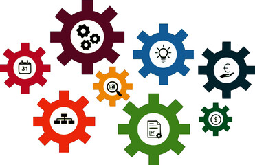 Gearwheels symbolizing leadership and project management