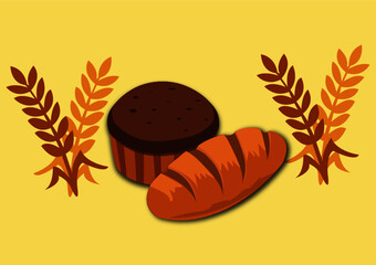 vector illustration of bread and wheat