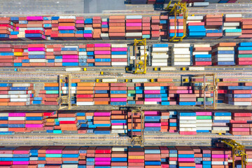 Container , container ship in export and import business and logistics. Shipping cargo to harbor by...
