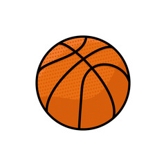 Fototapeta premium Basketball ball on an isolated white background. Vector graphics for application and website design, icon, logo, sport symbol. Flat style, outline. Textured orange ball.