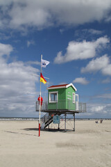 Eine Rettungsschwimmer Hütte auf Langeoog
