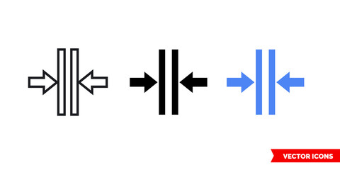 Merge vertical icon of 3 types. Isolated vector sign symbol.
