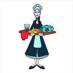 vector illustration girl maid