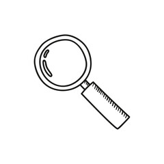 Vector magnifying glass icon in sketch style. Search symbol.