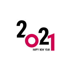 Happy new year 2021 template text design. Vector banner for flyer, brochure, booklet, greeting card.