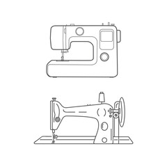 Modern and retro sewing machine. Sewing machines on a white background. Sewing icons