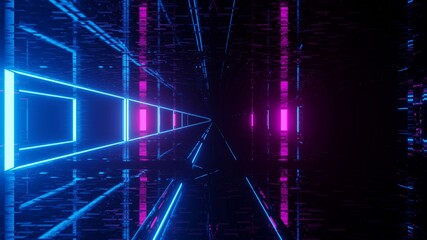 3d rendering of a cool sci-fi futuristic background with blue and purple lights