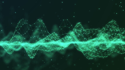 Futuristic wave with points and lines. Big data. Dynamic wave background. 3d rendering