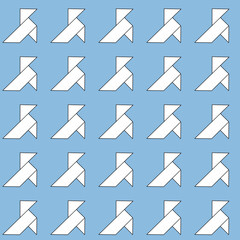 seamless pattern with paper crane on pastel blue