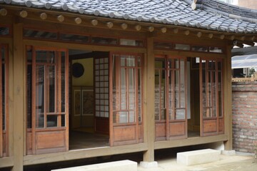 Closeup shot of the entrance doors to the The First Presbyterian Church of Daegu in South Korea