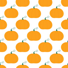 Pumpkin seamless pattern. Harvest concept. Isolated on white background. Vector stock illustration.
