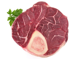 Beef Leg Slice for Ossobuco with Spice isolated on white Background