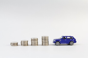 Concept of saving money for trade car for cash, finance concept