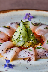 Tiradito / White Fish and cucumber.