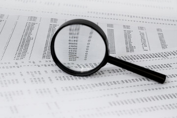 Sales Increase. Magnifying glass Business Concept. Profit Up.