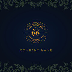 Fototapeta na wymiar Elegant luxury letter BB logo. This icon incorporate with abstract rounded thin geometric shape in floral background.It will be suitable for which company or brand name start those initial.