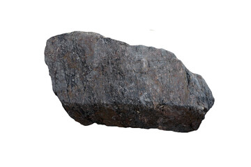 Basalt is an extrusive igneous rock, isolated on a white background.